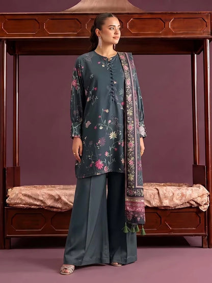 NAFASAT 3-Piece Unstitched Digital Printed Premium Staple Cotrise Suit