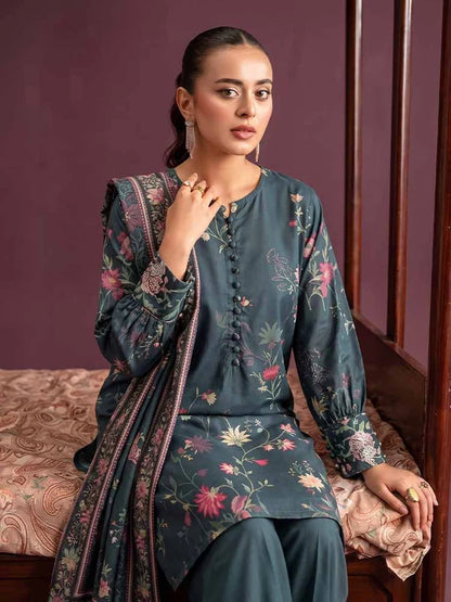 NAFASAT 3-Piece Unstitched Digital Printed Premium Staple Cotrise Suit