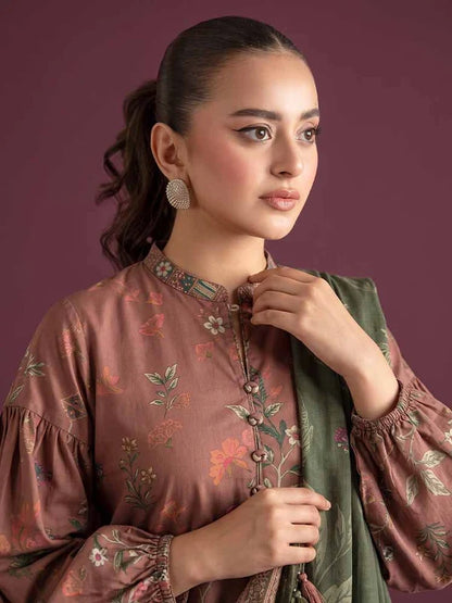 NAFASAT 3-Piece Unstitched Digital Printed Premium Staple Cotrise Suit