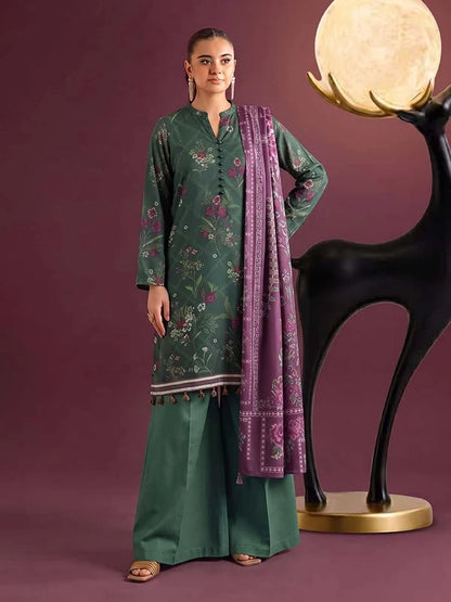 NAFASAT 3-Piece Unstitched Digital Printed Premium Staple Cotrise Suit
