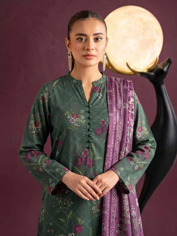 NAFASAT 3-Piece Unstitched Digital Printed Premium Staple Cotrise Suit