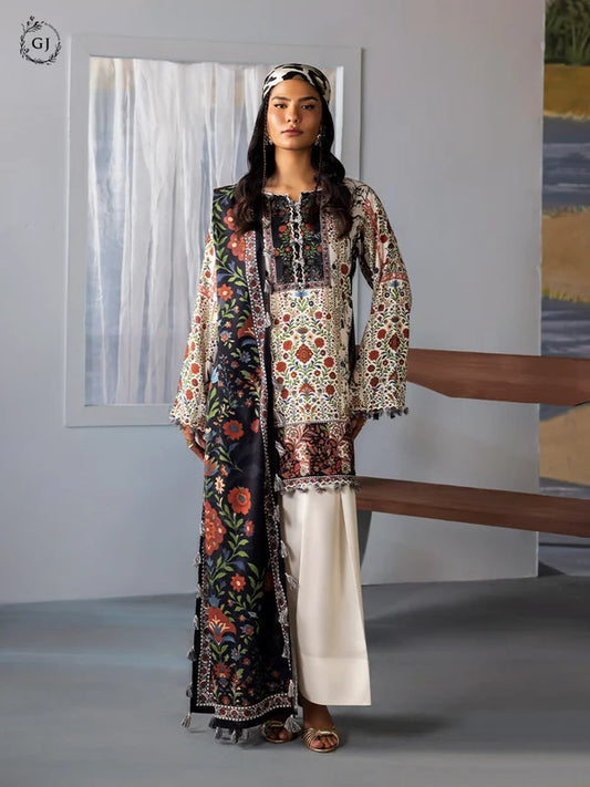 FREYA 3-Piece Unstitched Digital Printed Linen Suit | Fall-Winter Collection