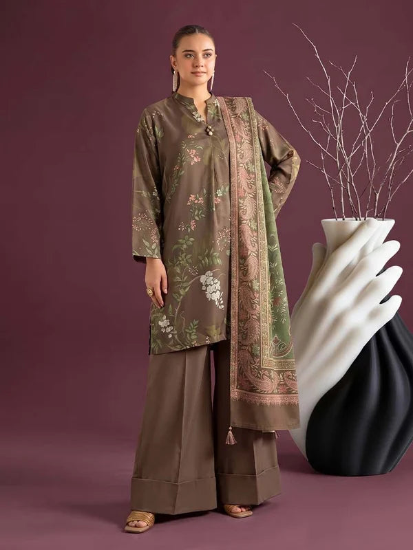NAFASAT 3-Piece Unstitched Digital Printed Premium Staple Cotrise Suit