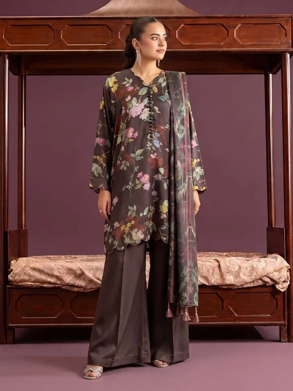 NAFASAT 3-Piece Unstitched Digital Printed Premium Staple Cotrise Suit