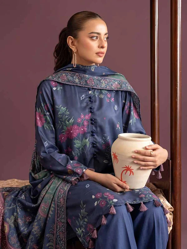NAFASAT 3-Piece Unstitched Digital Printed Premium Staple Cotrise Suit