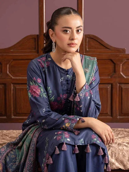 NAFASAT 3-Piece Unstitched Digital Printed Premium Staple Cotrise Suit