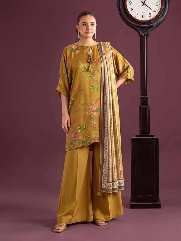 NAFASAT 3-Piece Unstitched Digital Printed Premium Staple Cotrise Suit