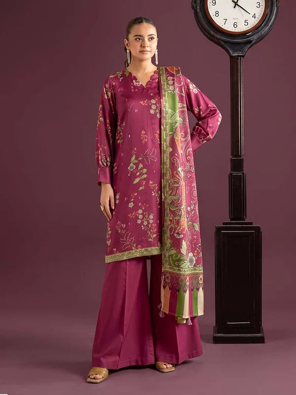 NAFASAT 3-Piece Unstitched Digital Printed Premium Staple Cotrise Suit