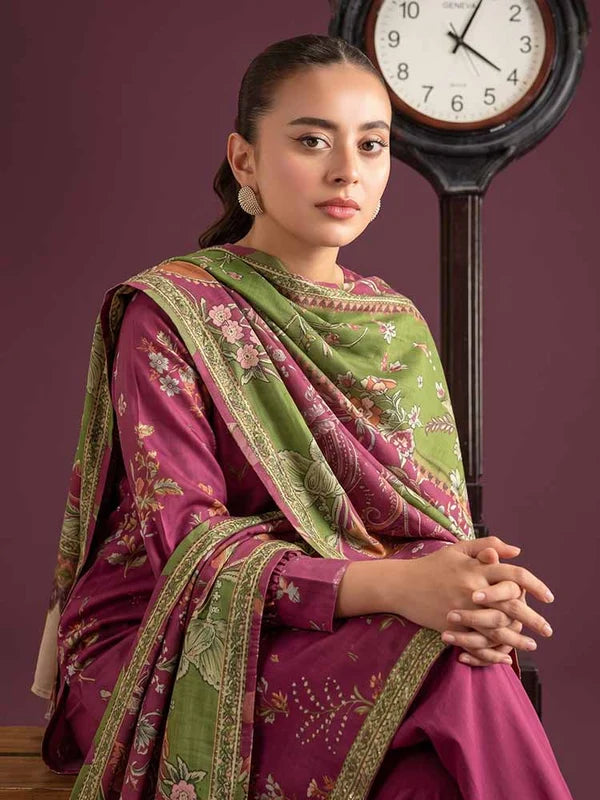 NAFASAT 3-Piece Unstitched Digital Printed Premium Staple Cotrise Suit