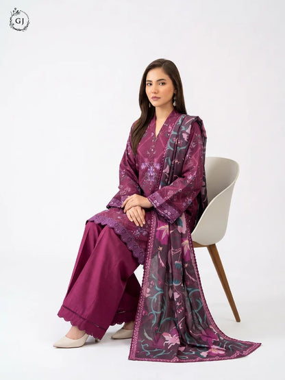GULL RUSH Digital Printed Khaddar 3-Piece Unstitched Suit