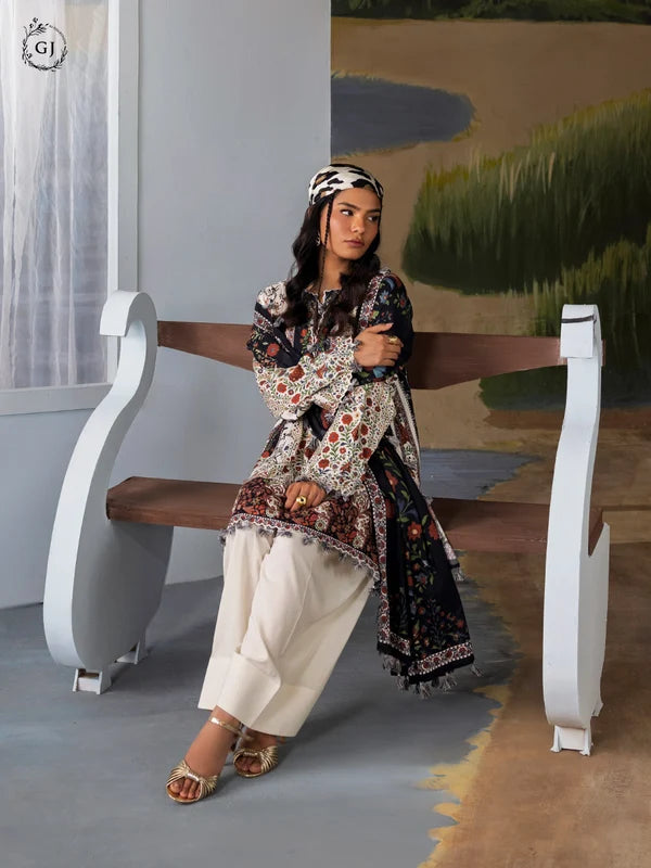 FREYA 3-Piece Unstitched Digital Printed Linen Suit | Fall-Winter Collection