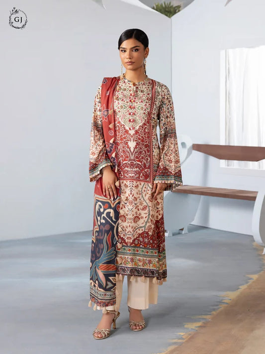 FREYA 3-Piece Unstitched Digital Printed Linen Suit | Fall-Winter Collection