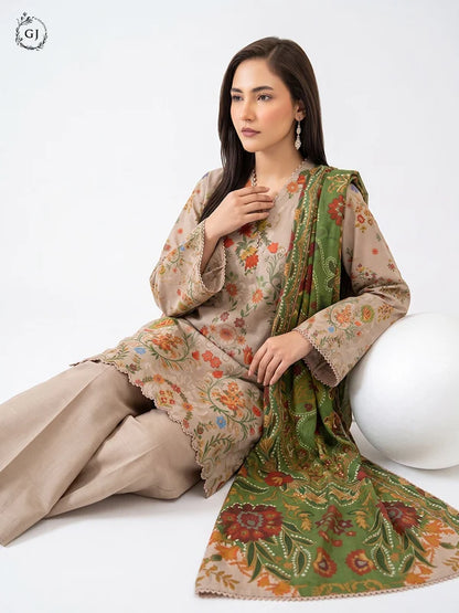 GULL RUSH Digital Printed Khaddar 3-Piece Unstitched Suit