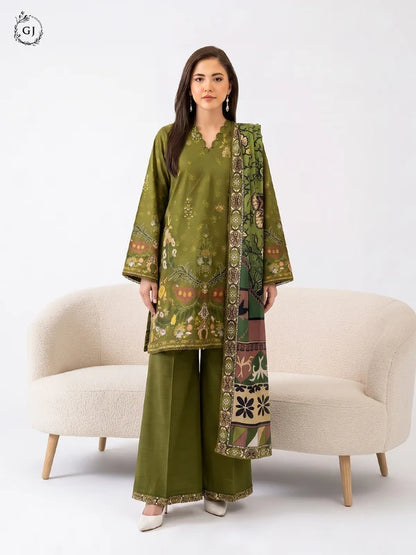 GULL RUSH Digital Printed Khaddar 3-Piece Unstitched Suit
