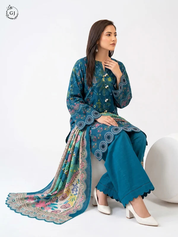 GULL RUSH Digital Printed Khaddar 3-Piece Unstitched Suit