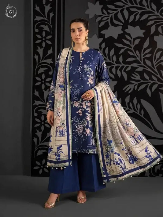 KISSA 3-Piece Unstitched Digital Printed Linen Suit | Fall-Winter Collection