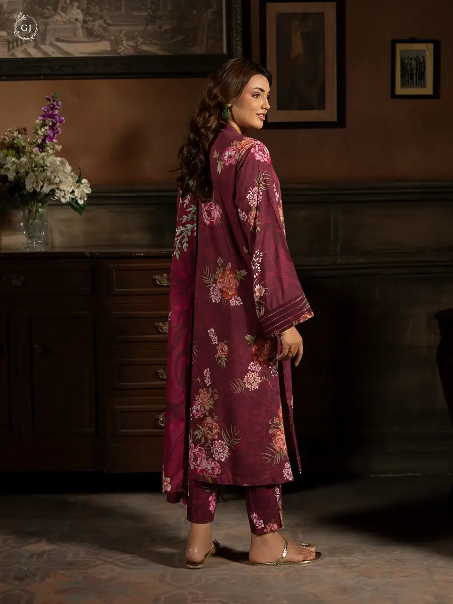 POPINN 3 Piece Unstitched Digital Printed Linen Bana Dora Suit