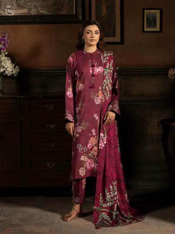 POPINN 3 Piece Unstitched Digital Printed Linen Bana Dora Suit