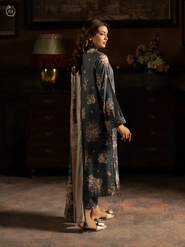 POPINN 3 Piece Unstitched Digital Printed Linen Bana Dora Suit