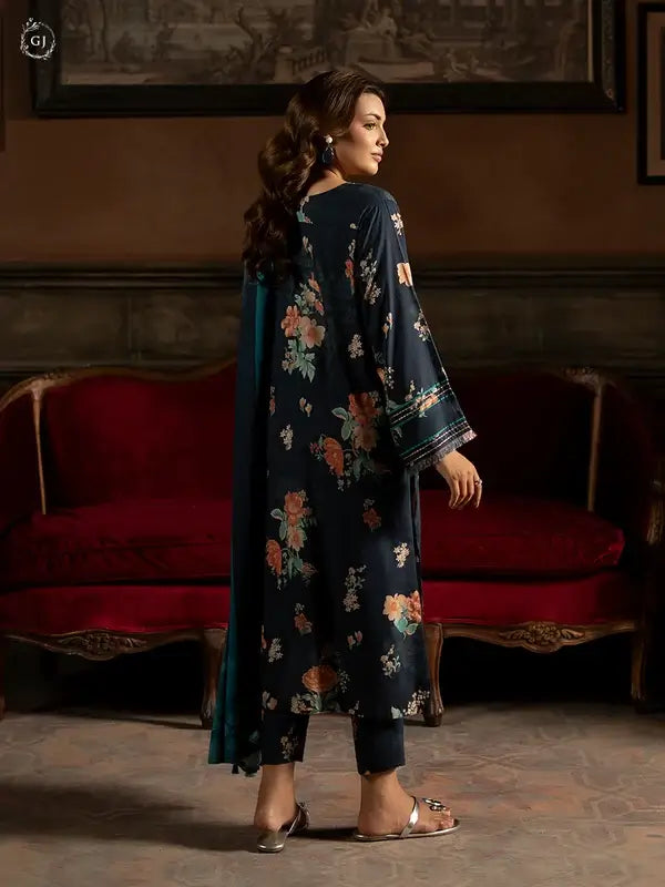 POPINN 3 Piece Unstitched Digital Printed Linen Bana Dora Suit