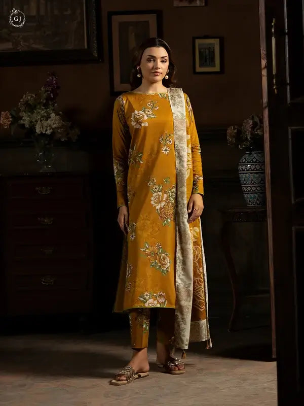 POPINN 3 Piece Unstitched Digital Printed Linen Bana Dora Suit