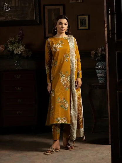 POPINN 3 Piece Unstitched Digital Printed Linen Bana Dora Suit