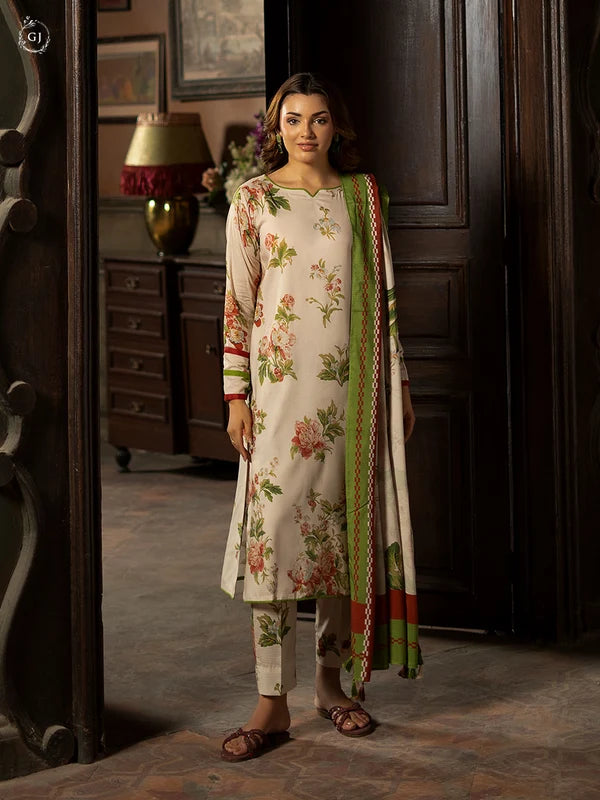 POPINN 3 Piece Unstitched Digital Printed Linen Bana Dora Suit