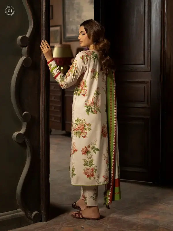 POPINN 3 Piece Unstitched Digital Printed Linen Bana Dora Suit