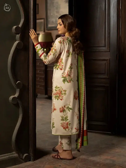 POPINN 3 Piece Unstitched Digital Printed Linen Bana Dora Suit