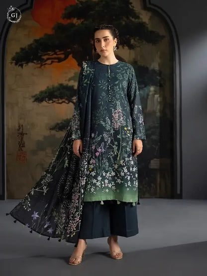 KISSA 3-Piece Unstitched Digital Printed Linen Suit | Fall-Winter Collection