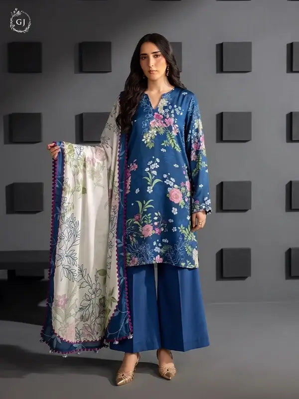 KISSA 3-Piece Unstitched Digital Printed Linen Suit | Fall-Winter Collection