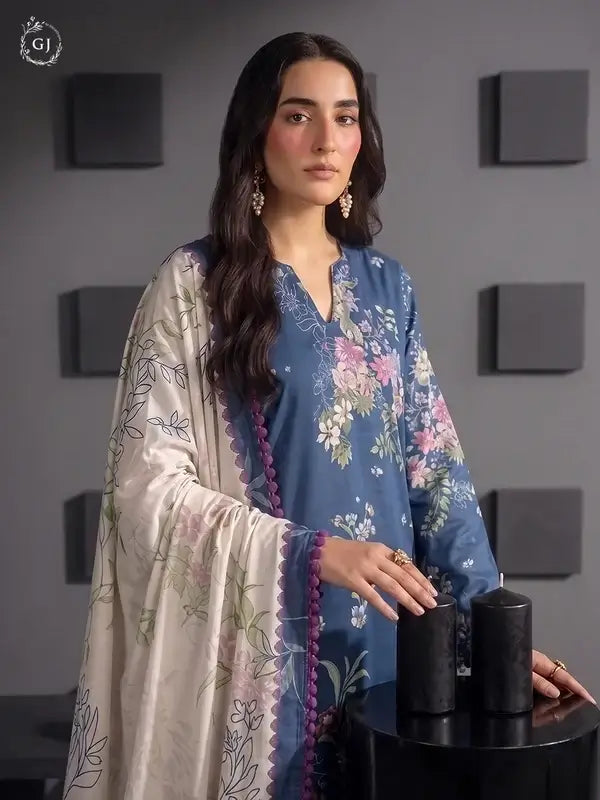 KISSA 3-Piece Unstitched Digital Printed Linen Suit | Fall-Winter Collection