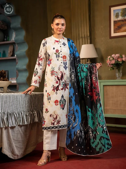 POPINN Khaddar 3-Piece Unstitched Suit
