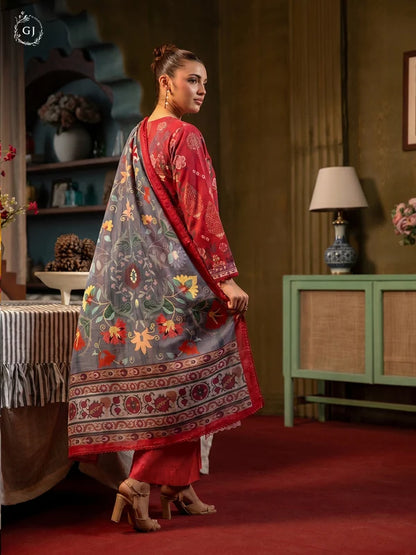 POPINN Khaddar 3-Piece Unstitched Suit