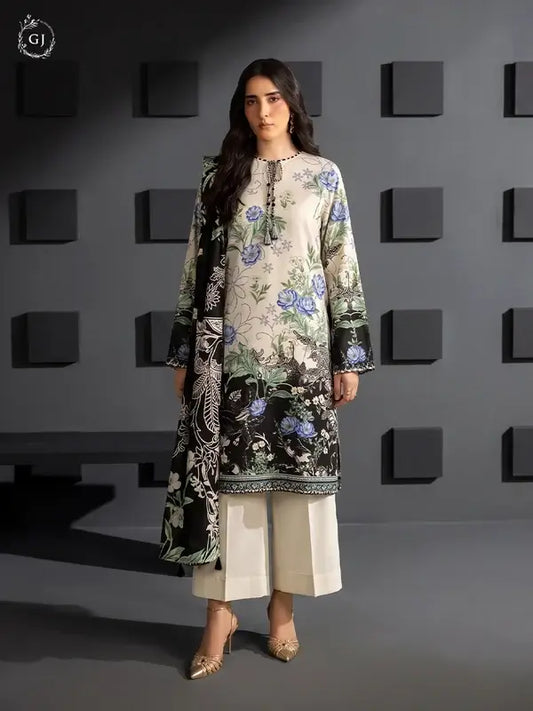 KISSA 3-Piece Unstitched Digital Printed Linen Suit | Fall-Winter Collection