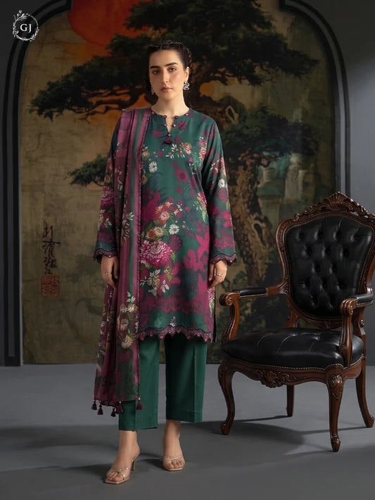KISSA 3-Piece Unstitched Digital Printed Linen Suit | Fall-Winter Collection