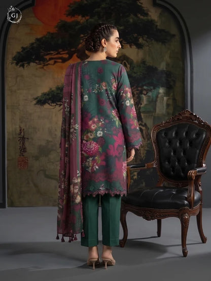 KISSA 3-Piece Unstitched Digital Printed Linen Suit | Fall-Winter Collection
