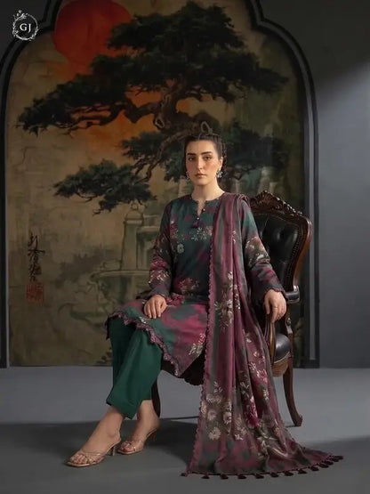 KISSA 3-Piece Unstitched Digital Printed Linen Suit | Fall-Winter Collection