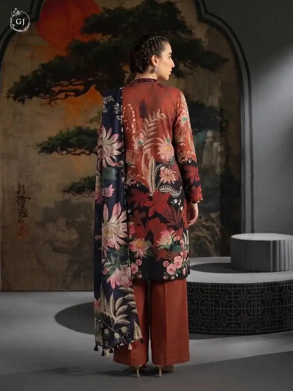 KISSA 3-Piece Unstitched Digital Printed Linen Suit | Fall-Winter Collection