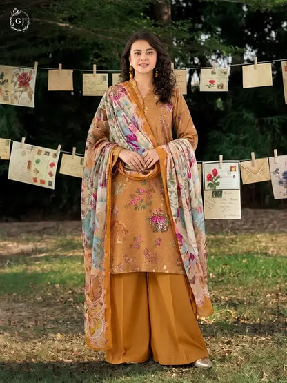 GULL-E-SARD 3-Piece Unstitched Digital Printed Linen Suit | Fall-Winter Collection