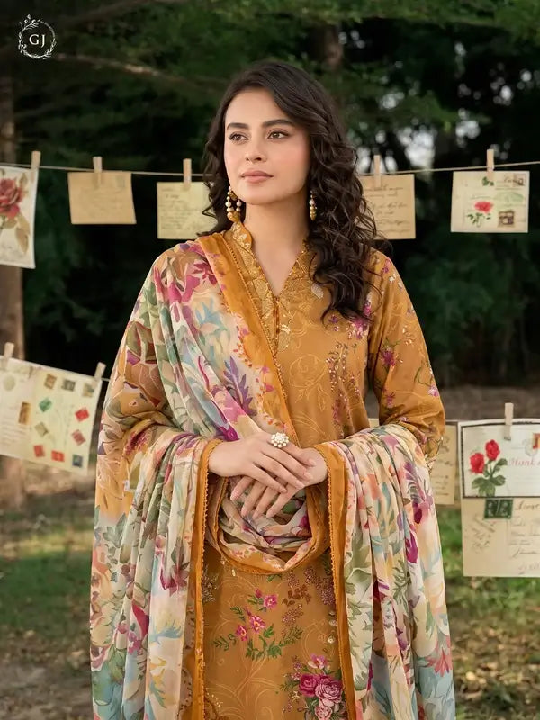 GULL-E-SARD 3-Piece Unstitched Digital Printed Linen Suit | Fall-Winter Collection