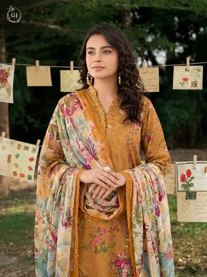 GULL-E-SARD 3-Piece Unstitched Digital Printed Linen Suit | Fall-Winter Collection