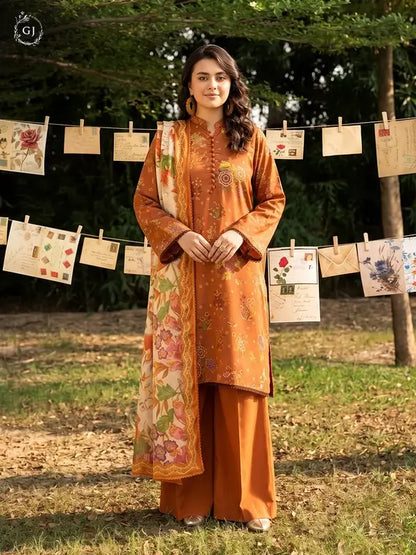 GULL-E-SARD 3-Piece Unstitched Digital Printed Linen Suit | Fall-Winter Collection