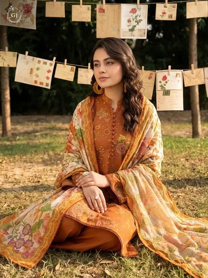 GULL-E-SARD 3-Piece Unstitched Digital Printed Linen Suit | Fall-Winter Collection