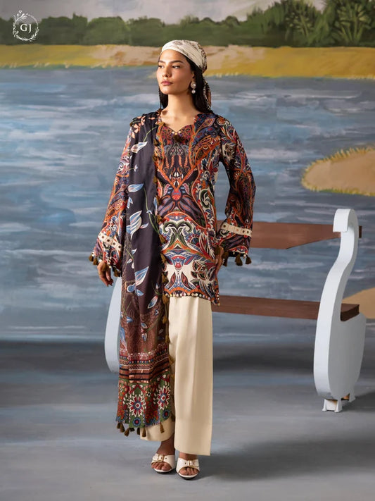 FREYA 3-Piece Unstitched Digital Printed Linen Suit | Fall-Winter Collection