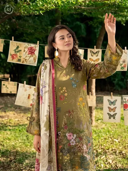 GULL-E-SARD 3-Piece Unstitched Digital Printed Linen Suit | Fall-Winter Collection