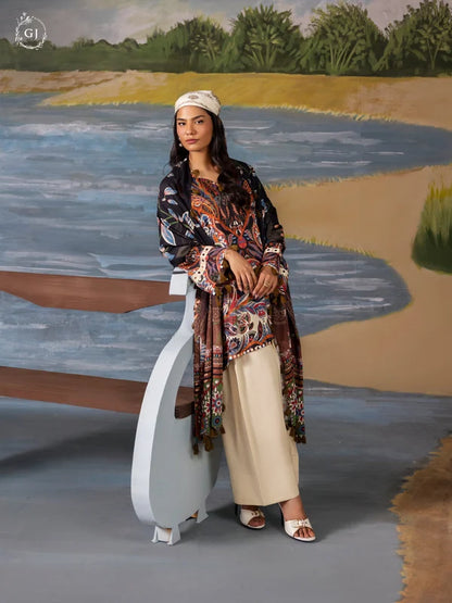 FREYA 3-Piece Unstitched Digital Printed Linen Suit | Fall-Winter Collection