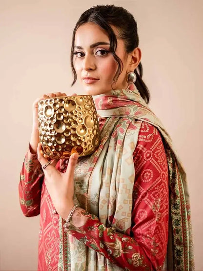 GEET 3-Piece Unstitched Digital Printed Linen Suit for Women