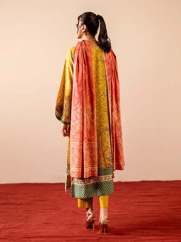 GEET 3-Piece Unstitched Digital Printed Linen Suit for Women
