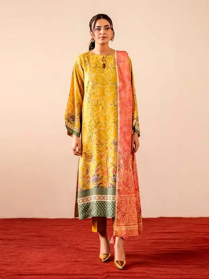 GEET 3-Piece Unstitched Digital Printed Linen Suit for Women